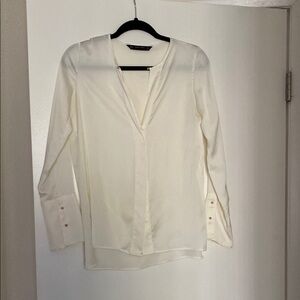 Zara White Long Sleeve Button Down Blouse